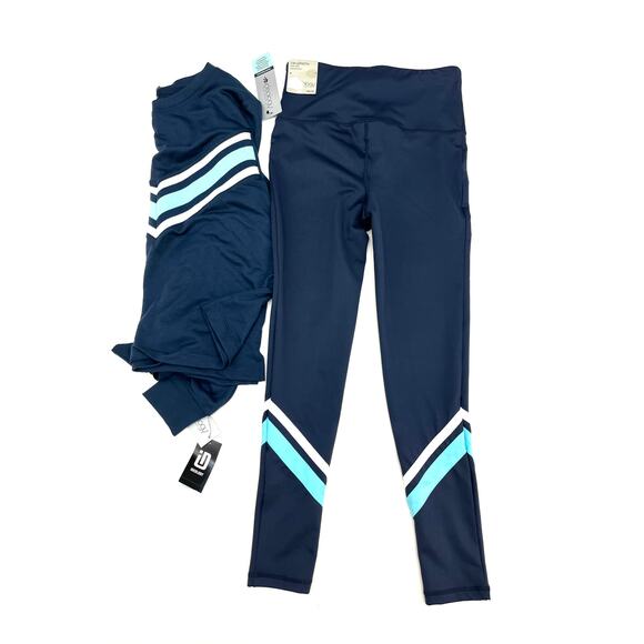 2 PC Ideology Workout Gym 7/8 length Leggings and Matching Top Navy XS NWT - Picture 5 of 5